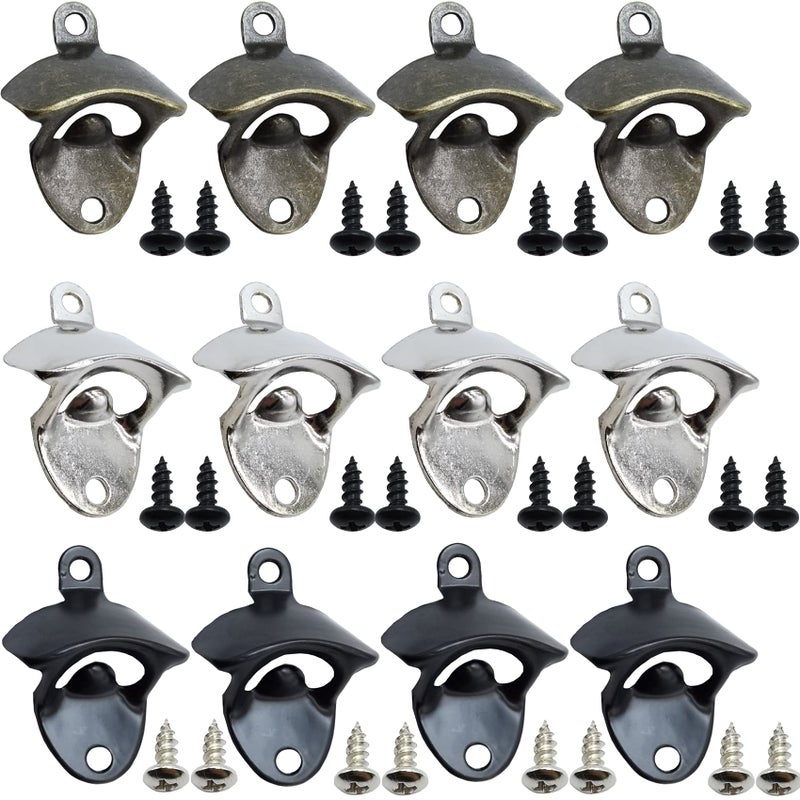 TIHOOD TIHOOD 12PCS Wall Mounted Bottle Opener Vintage Beer Bottle Opener Suitable for Bars KTV Hotels HomesGreen Bronze Silver Black 