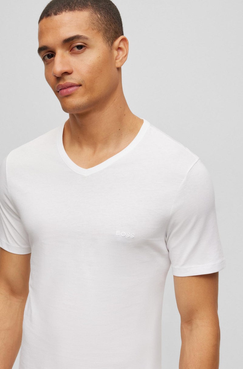 BOSS Mens 3-Pack V Neck Jersey T-Shirts Undershirt, White Snow, Medium US - Image 2