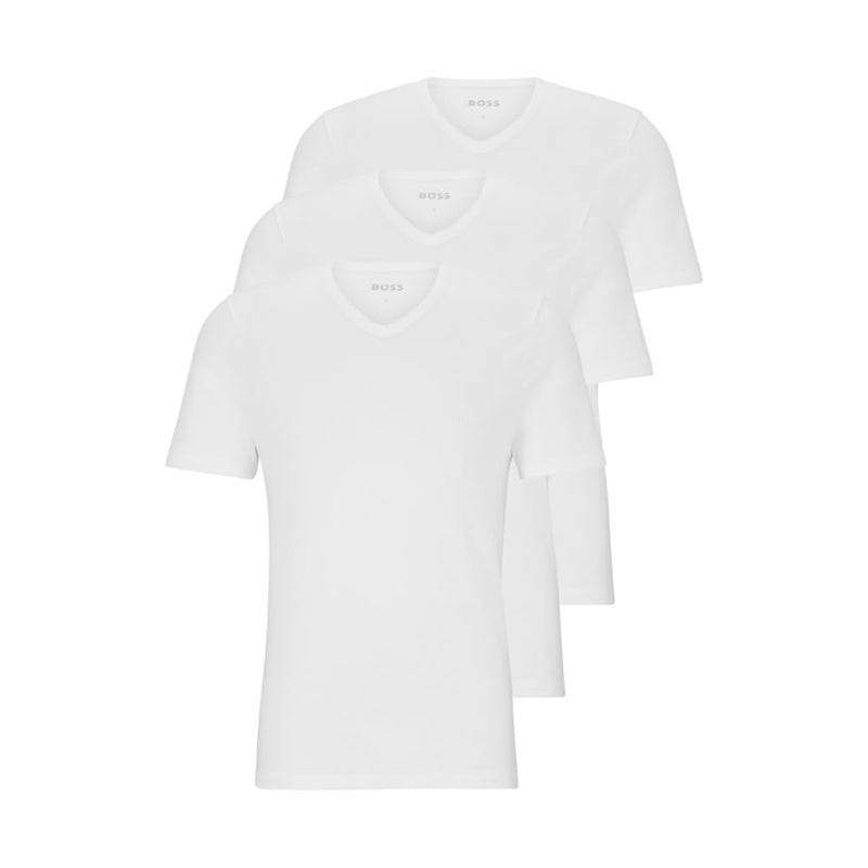 BOSS Mens 3-Pack V Neck Jersey T-Shirts Undershirt, White Snow, Medium US - Image 1