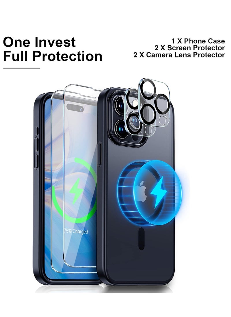 Generic - Magnetic for iPhone 15 Pro 6.1’’ Case, [Compatible with MagSafe],[Anti-Yellowing][2 Pcs Glass Screen Protectors+2 Pcs Camera Lens Protectors] Slim Thin Shockproof Phone Case - Image 1