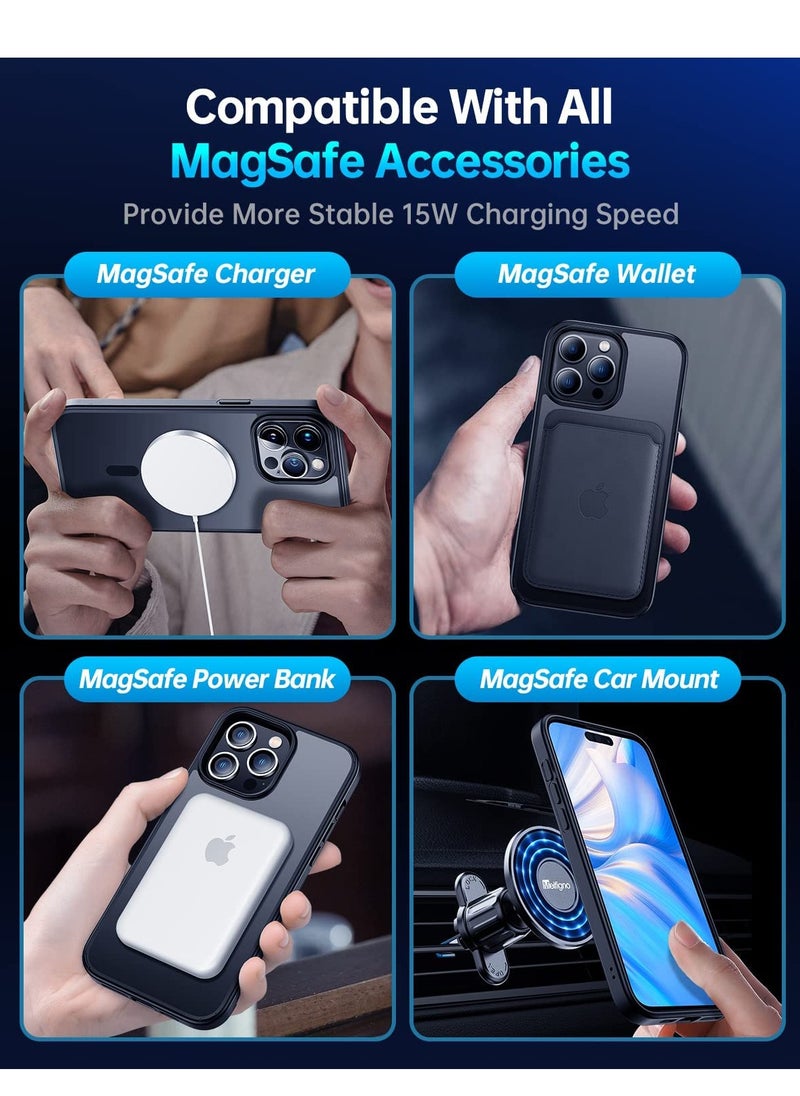 Generic - Magnetic for iPhone 15 Pro 6.1’’ Case, [Compatible with MagSafe],[Anti-Yellowing][2 Pcs Glass Screen Protectors+2 Pcs Camera Lens Protectors] Slim Thin Shockproof Phone Case - Image 1
