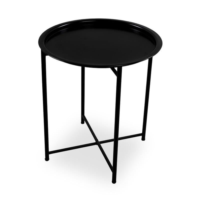 TTTPP Metal Tray Table and Metal Pipe Holder for Living Room, Tray, Side, Serving (46cm Diameter x 51cm Height) Black Toptrade-$M002