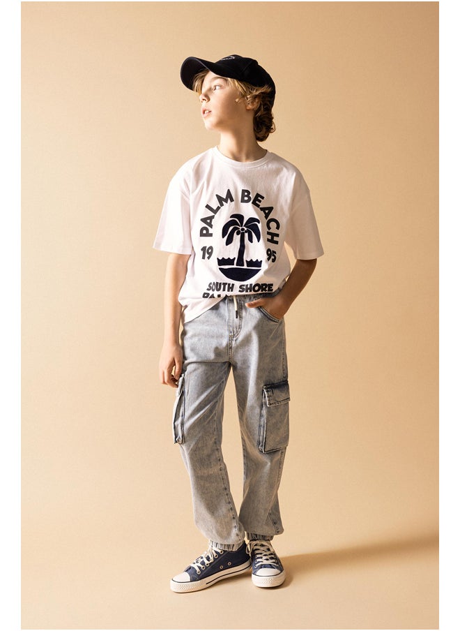 DeFacto Boy Cargo Jogger Denim Trousers  - Image 5