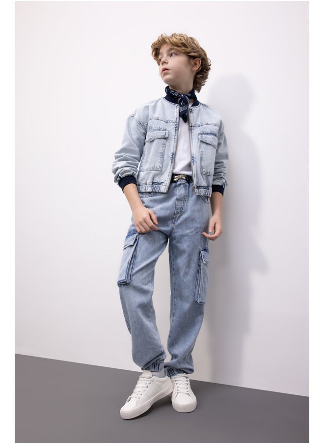 DeFacto Boy Cargo Jogger Denim Trousers  - Image 4