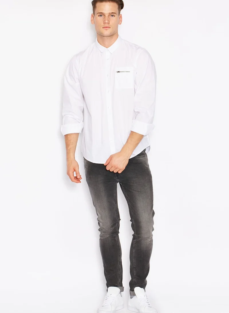 BRAVE SOUL Camus Zip Detailed Shirt