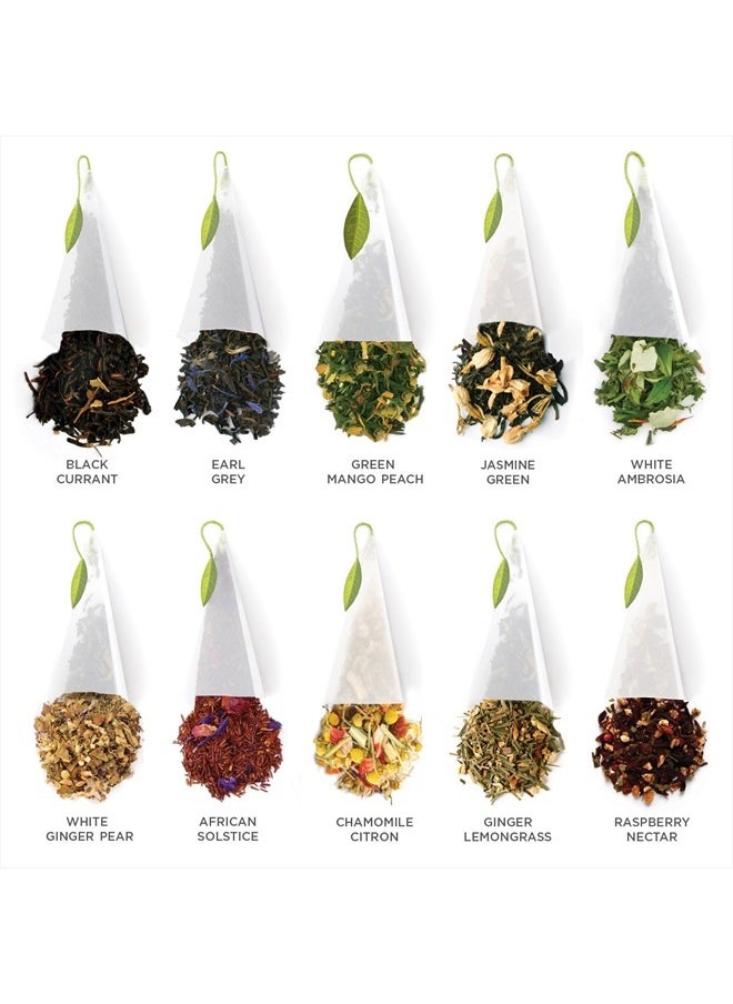 Presentation Box, Tea Sampler Gift Set, Assorted Variety Handcrafted Pyramid Infuser Bags (Asst Tea Tasting), 20 Count (Pack of 1)