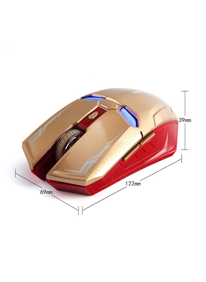 Wireless Iron Man Gaming Mouse With USB Receiver Gold/Red - Image 2