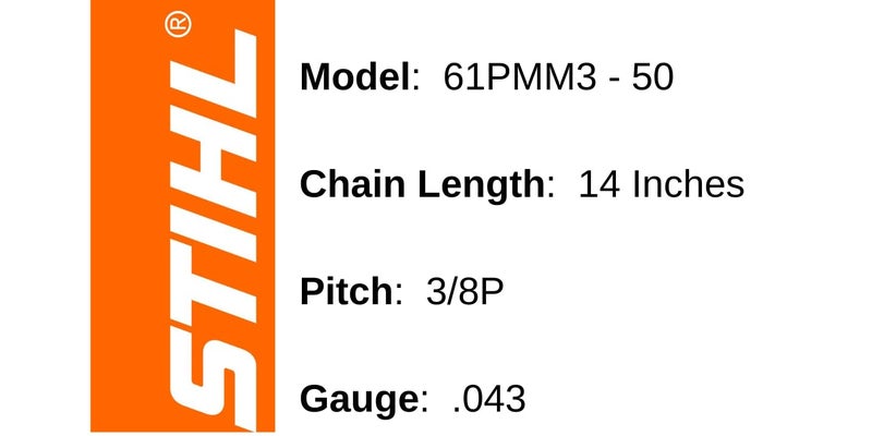 Stihl 61PMM3 50 Genuine OEM OILOMATIC Chain Saw Chain 14" MS170 MS171 MS180 MS181 - Image 2