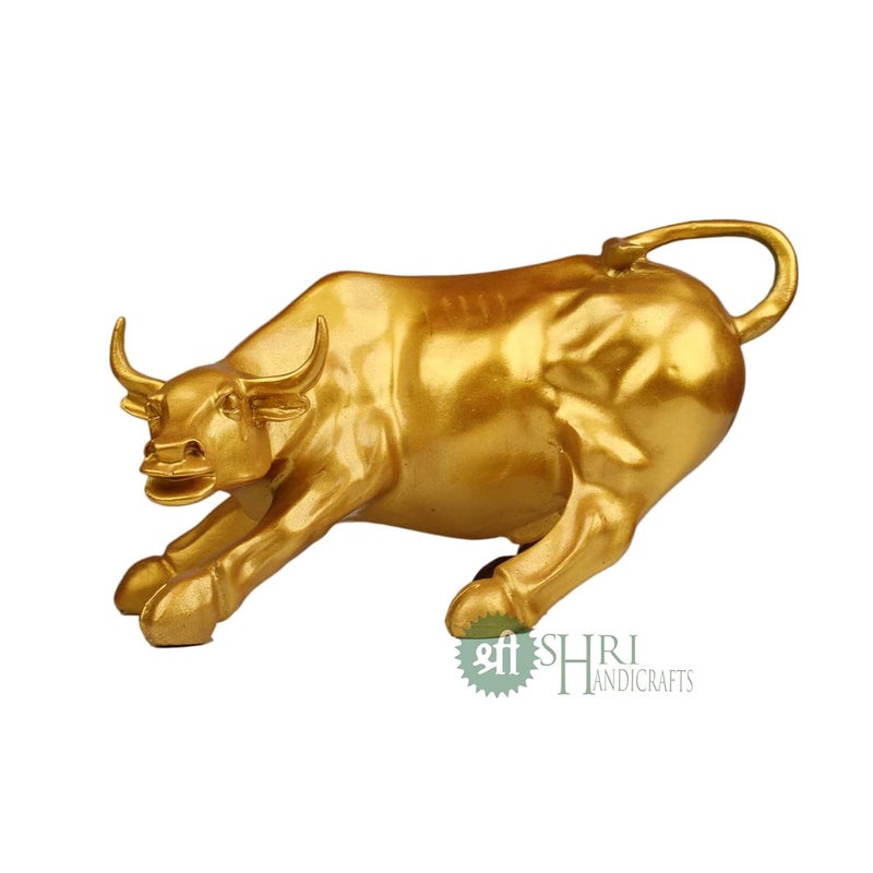 Indicast Resin 10 Geometric Statue Golden Bull Action Sculpture Ornament Abstract Animal Figurines Room Desk Decor Home DecorationGoldPack Of 1 - Image 3