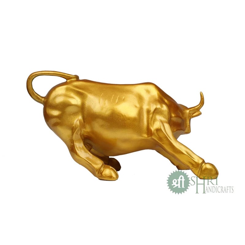 Indicast Resin 10 Geometric Statue Golden Bull Action Sculpture Ornament Abstract Animal Figurines Room Desk Decor Home DecorationGoldPack Of 1 - Image 4