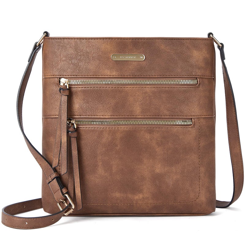 BOSTANTEN Crossbody Bags for Women Trendy Vegan Leather Purse Designer Shoulder Handbags with Adjustable Strap Zipper Pocket Brown - Image 1