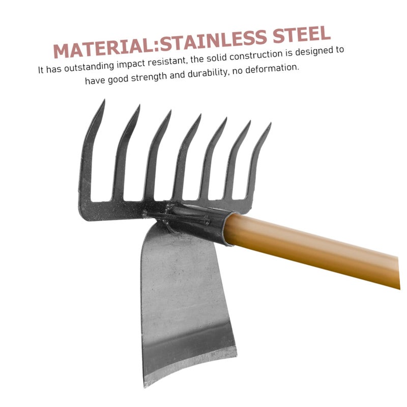 Stainless Steel Garden Hoe and Rake Tool for Weeding Digging Vegetable Farming - Image 4