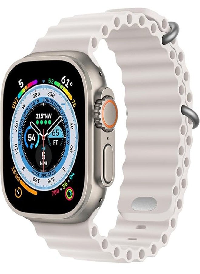 Generic - Ultra Strap Compatible with Apple Watch Strap 49mm 45mm 44mm 42mm, Soft Loop Silicone Straps with Buckle Designed for Apple Watch Ultra Series 8 7 SE 6 5 4 3 2 1 - Biege - Image 1