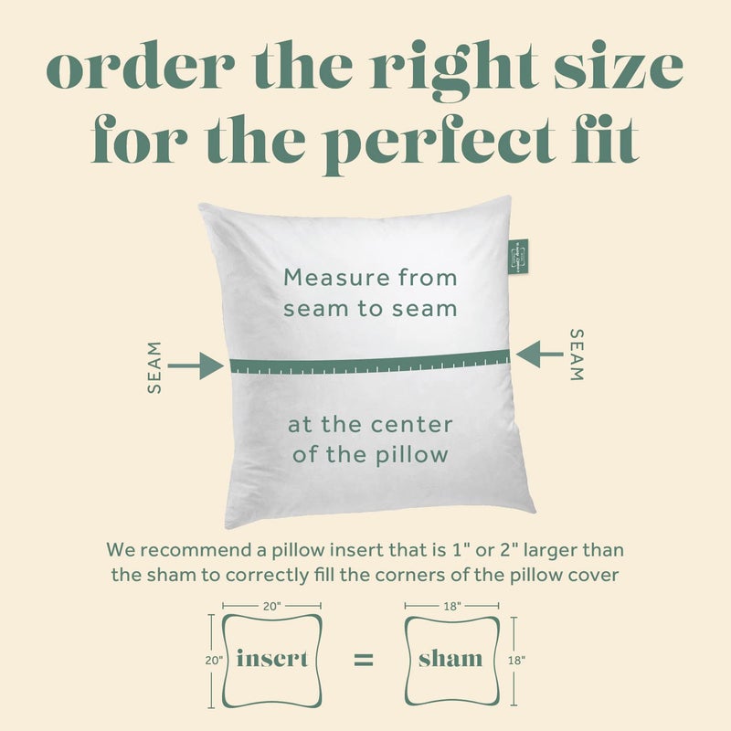 22X22 Decorative Throw Pillow Insert  Down and Feathers Fill  100% Cotton Cover 233 Thread Count  Square Pillow Insert - Made in USA (Single)