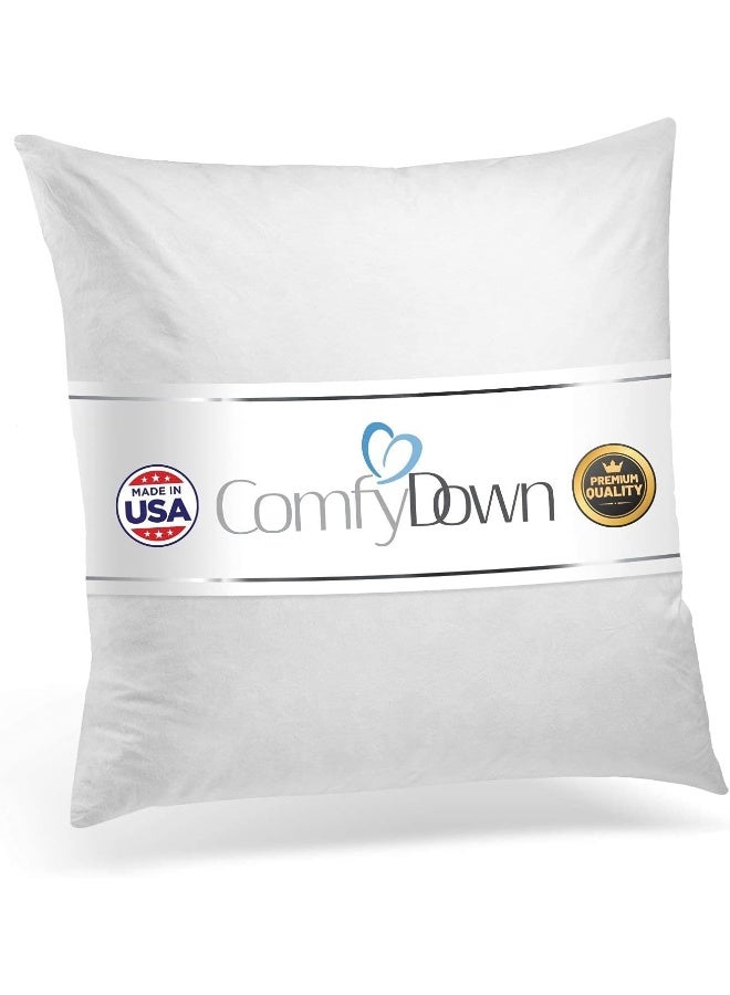 22X22 Decorative Throw Pillow Insert  Down and Feathers Fill  100% Cotton Cover 233 Thread Count  Square Pillow Insert - Made in USA (Single)
