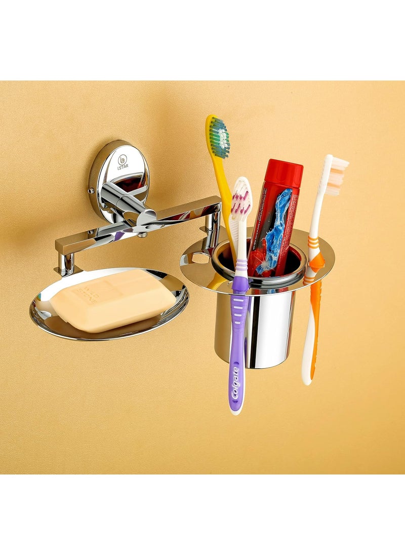 iSTAR iSTAR iSTAR 304 Stainless Steel Bathroom Accessories Set – 3-in-1 Soap Dish, Tumbler Holder & Toothbrush Stand, Rust-Free, Corrosion-Resistant, Wall-Mounted with Easy Installation (Silver Finish)  - Image 1