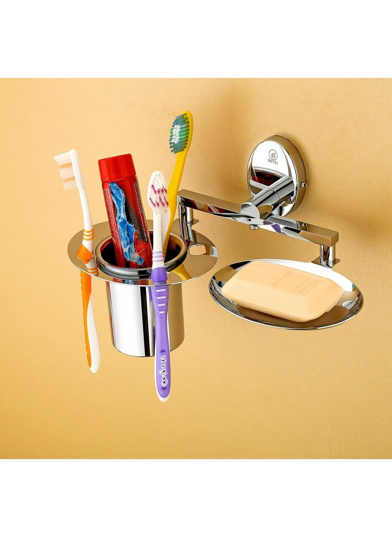 iSTAR iSTAR iSTAR 304 Stainless Steel Bathroom Accessories Set – 3-in-1 Soap Dish, Tumbler Holder & Toothbrush Stand, Rust-Free, Corrosion-Resistant, Wall-Mounted with Easy Installation (Silver Finish)  - Image 2