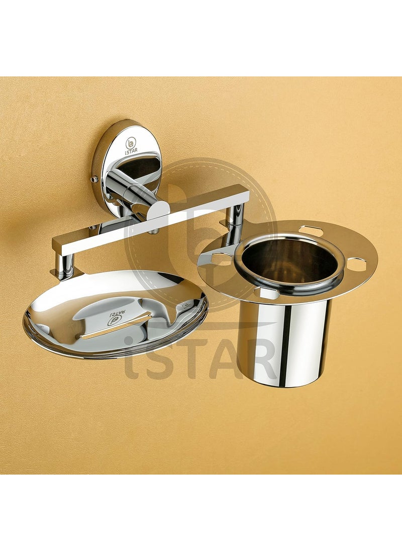 iSTAR iSTAR iSTAR 304 Stainless Steel Bathroom Accessories Set – 3-in-1 Soap Dish, Tumbler Holder & Toothbrush Stand, Rust-Free, Corrosion-Resistant, Wall-Mounted with Easy Installation (Silver Finish)  - Image 4