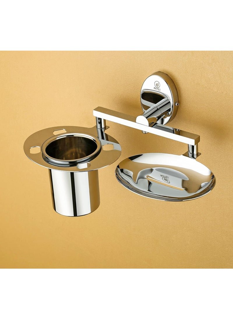 iSTAR iSTAR iSTAR 304 Stainless Steel Bathroom Accessories Set – 3-in-1 Soap Dish, Tumbler Holder & Toothbrush Stand, Rust-Free, Corrosion-Resistant, Wall-Mounted with Easy Installation (Silver Finish)  - Image 3