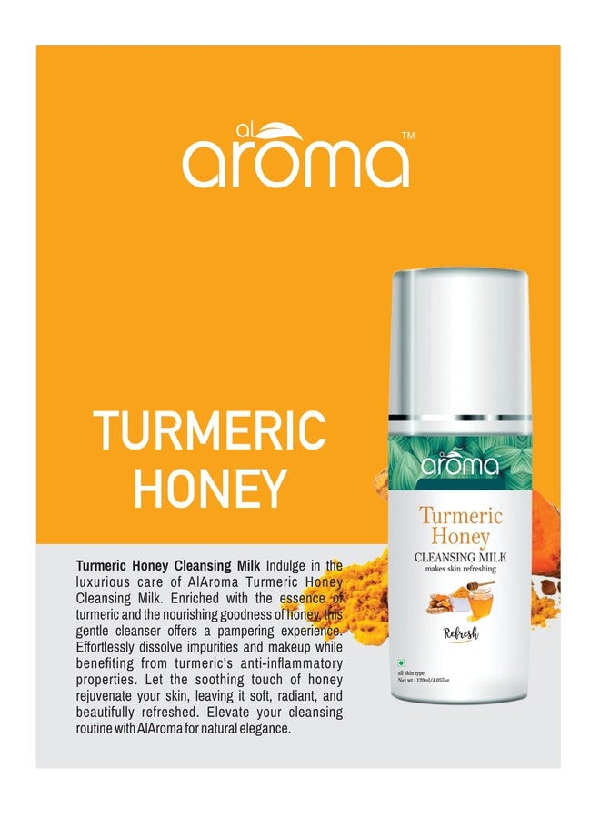 ALAROMALEAFS حليب منظف بالكركم والعسل من ألاروما ليفز، غني بفيتامين هـ وزيت الزيتون، تأثير منعش، مناسب لجميع أنواع البشرة، 120 مل - Image 3