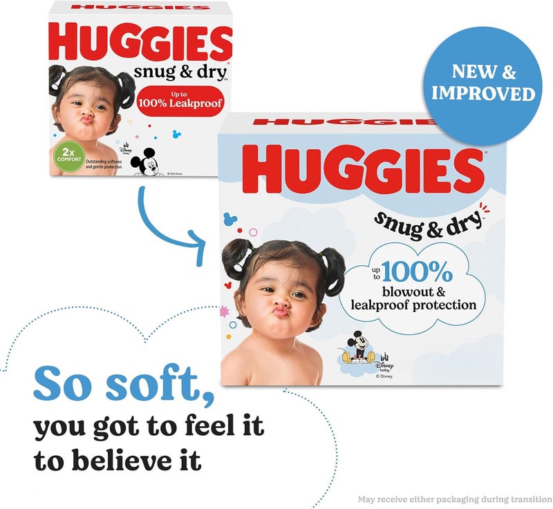 Huggies Size 1 Diapers Snug  Dry Newborn Diapers Size 1 814 lbs 128 Count Packaging May Vary - Image 2