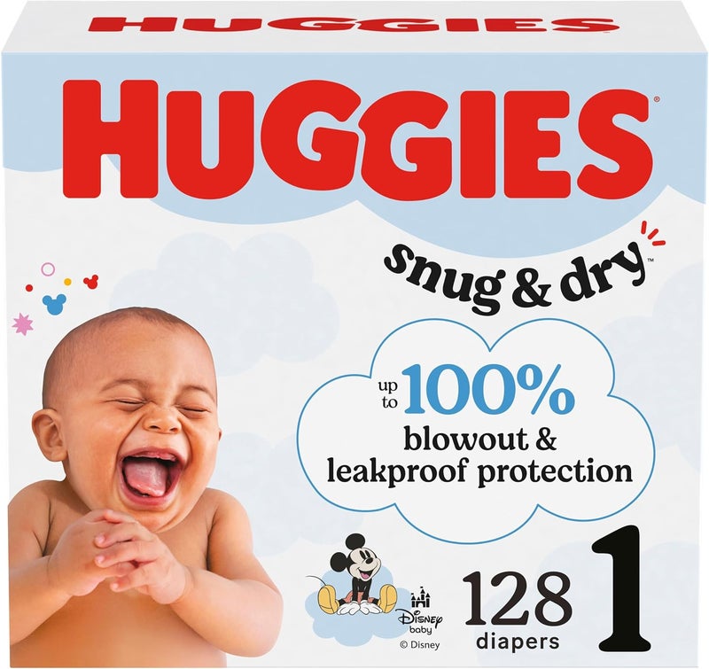 Huggies Size 1 Diapers Snug  Dry Newborn Diapers Size 1 814 lbs 128 Count Packaging May Vary - Image 1