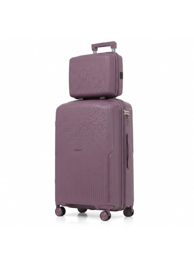 Eagle Express Neon X 2 Piece Luggage Set 14/20 Inch Purple, PP Hard Shell Trolley Suitcase Set with Vanity Case and Cabin Carry On Luggage, Lightweight Travel Bags with 360 Spinner Wheels, Secure Lock System and 2 Year Warranty - Image 1