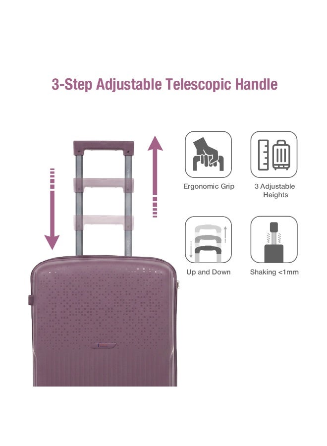 Eagle Express Neon X 2 Piece Luggage Set 14/20 Inch Purple, PP Hard Shell Trolley Suitcase Set with Vanity Case and Cabin Carry On Luggage, Lightweight Travel Bags with 360 Spinner Wheels, Secure Lock System and 2 Year Warranty - Image 4