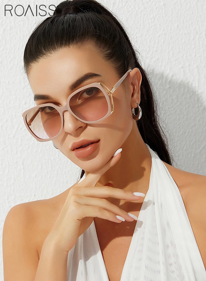 roaiss Women's Square Sunglasses, UV400 Protection Sun Glasses with Rhinestone-Encrusted Frame, Oversize Fashion Anti-glare Sun Shades for Women with Glasses Case, 56mm, Pink Brown - Image 2