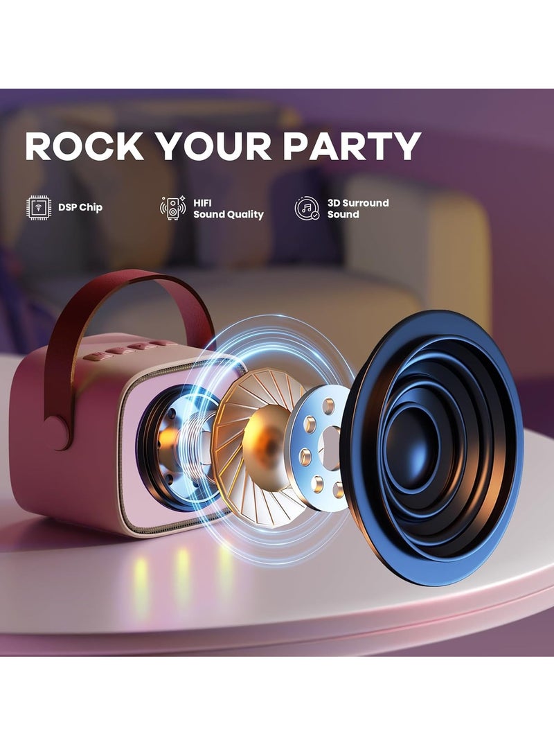 ELTRAZONE Mini Karaoke Machine for Kids and Adults, Portable Bluetooth Speaker with 2 Wireless Microphones, 18 Built-in Songs, Fun Singing Toy for Girls and Boys Ages 4-8+, Colorful LED Lights, Birthday Gift for Toddlers, Teens, Family Party  - Image 3