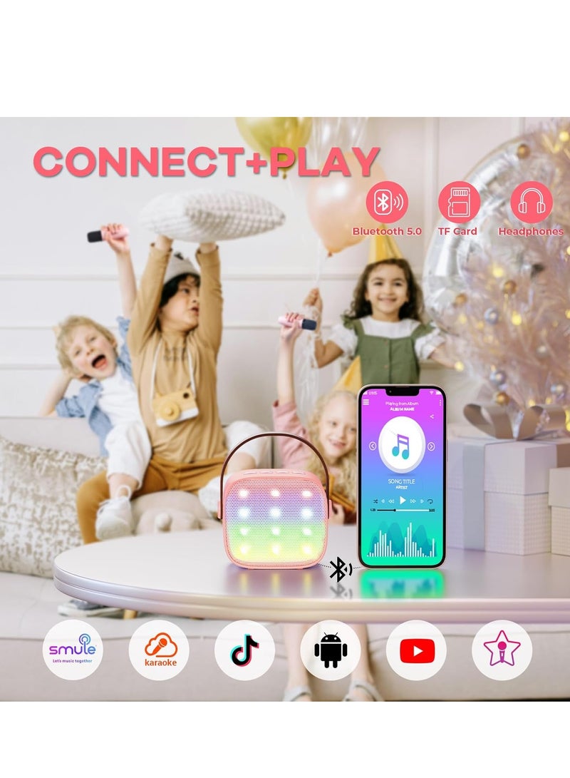 ELTRAZONE Mini Karaoke Machine for Kids and Adults, Portable Bluetooth Speaker with 2 Wireless Microphones, 18 Built-in Songs, Fun Singing Toy for Girls and Boys Ages 4-8+, Colorful LED Lights, Birthday Gift for Toddlers, Teens, Family Party  - Image 5