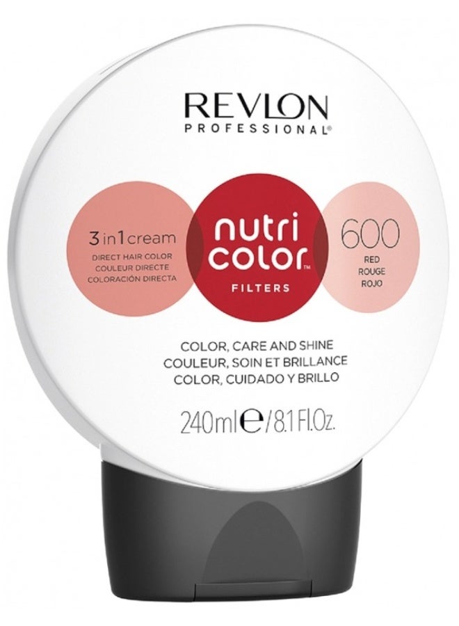 Revlon Professional Nutri Color Filters Soin Crème 3en1 Repigmentant Nutritif 240 ml - Hair Colour: 600 Red - Image 1