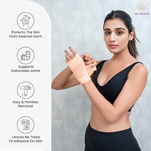 MY ARMOR Premium Elastic Adhesive Bandage for Support & Pain Relief, 10cm x 4mt,1 Piece - Image 4