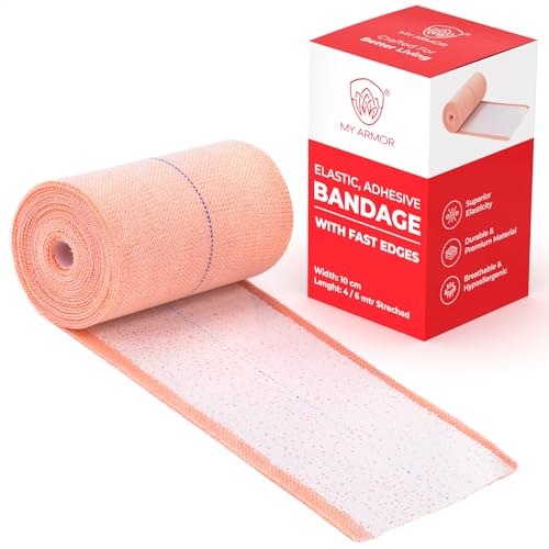 MY ARMOR Premium Elastic Adhesive Bandage for Support & Pain Relief, 10cm x 4mt,1 Piece - Image 1