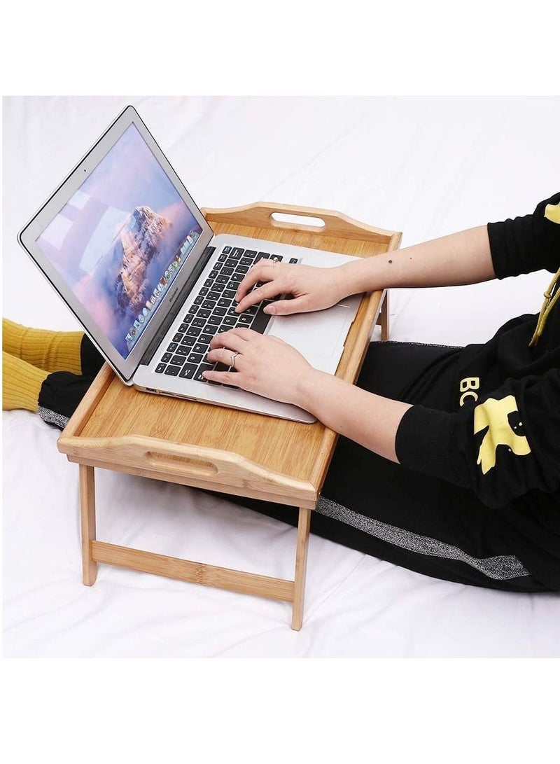 Rectangular Handle Folding Legs Bed Folding Lazy Computer Table 50x30Cm - Image 5