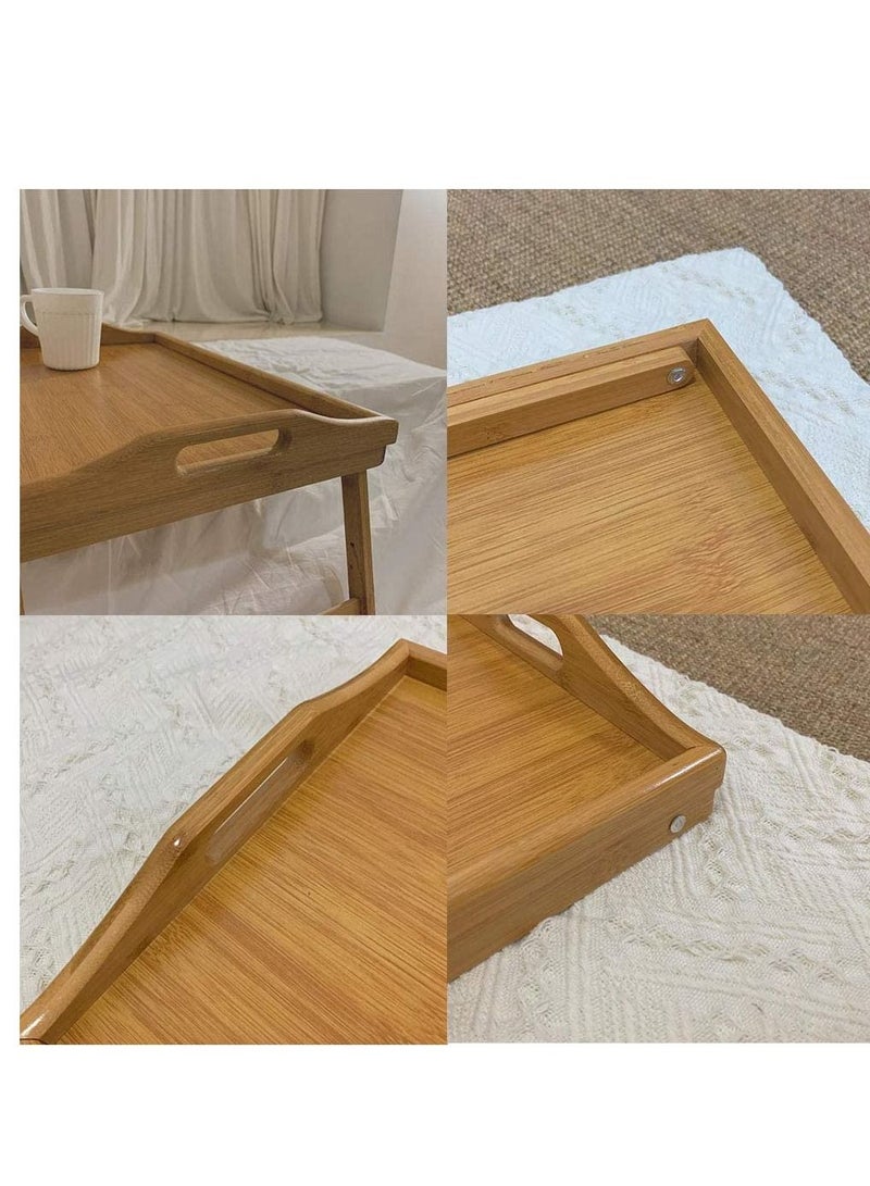 Rectangular Handle Folding Legs Bed Folding Lazy Computer Table 50x30Cm - Image 3