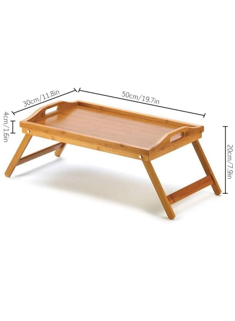 Rectangular Handle Folding Legs Bed Folding Lazy Computer Table 50x30Cm - Image 2