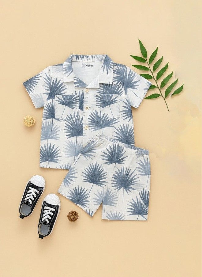 Kidbea طقم قميص وشورتات مطبوعة استوائية للأولاد من كيدبيا - Image 2