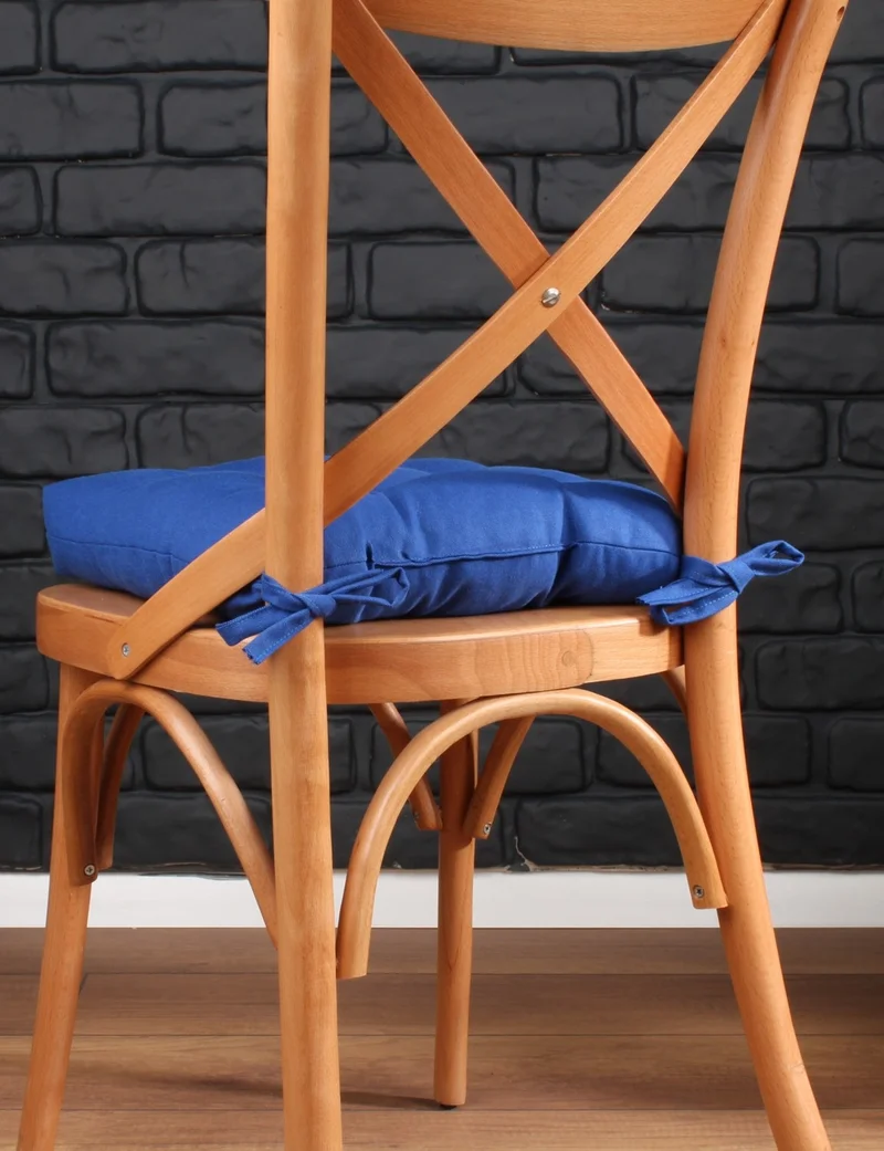 Altın Pamuk Gold Cotton Gold Series Navy Blue Color Chair Cushion with Button Sewing Detail 40X40CM Laced
