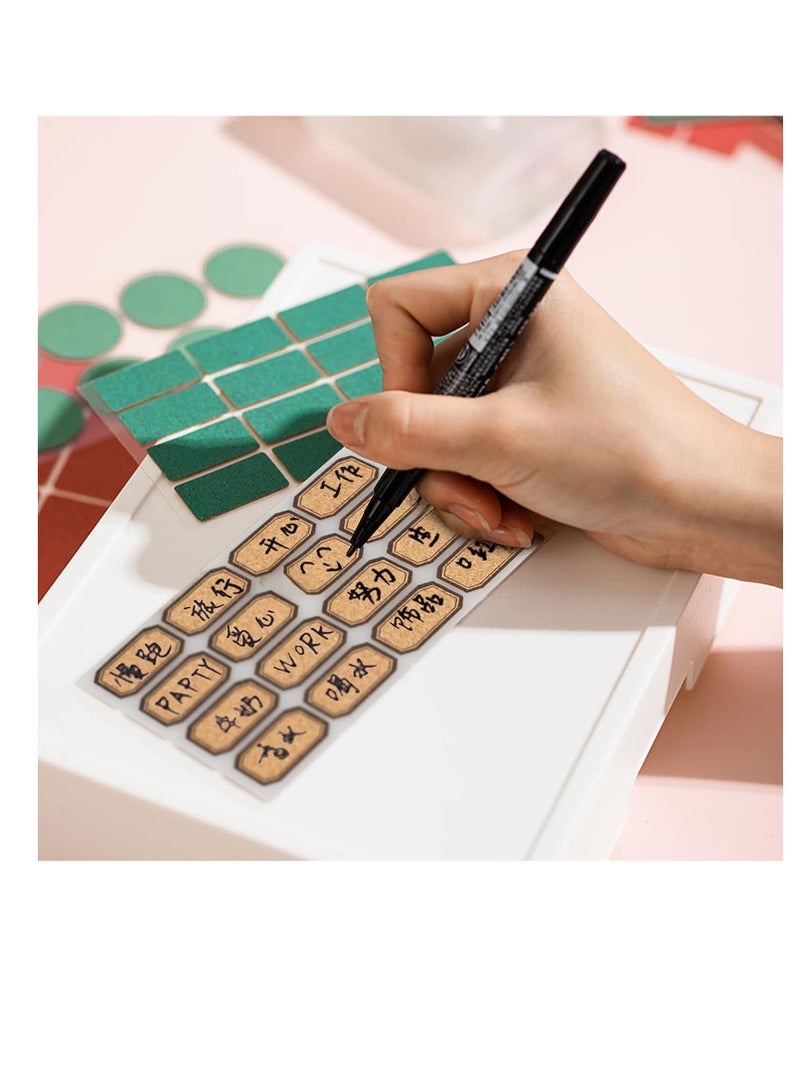KASTWAVE 360 Pcs Wooden Stickers Labels, Rectangle Round Handwritten Waterproof Cork Labels, Jar Labels, Address Freezer Stationery Classification Labels for Storage Boxes Small Sticky Labels - Image 5