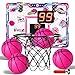 LovesTown Pink Indoor Mini Basketball Hoop for Girls Ages 412 Over The Door Hoop with LED Lights Electronic Scoreboard 4 Balls DIY Stickers Sports Toys for Family Game Night - Image 2