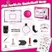LovesTown Pink Indoor Mini Basketball Hoop for Girls Ages 412 Over The Door Hoop with LED Lights Electronic Scoreboard 4 Balls DIY Stickers Sports Toys for Family Game Night - Image 4