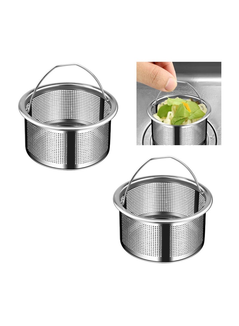 Captaintech 2 Pack Sink Strainer 304 Stainless Steel Kitchen Sink Strainer Anti-Clogging Drain Filter Strainer Kitchen Sink Drain Strainer and 1.6 Inch Deep Kitchen Sink Strainer - Image 1