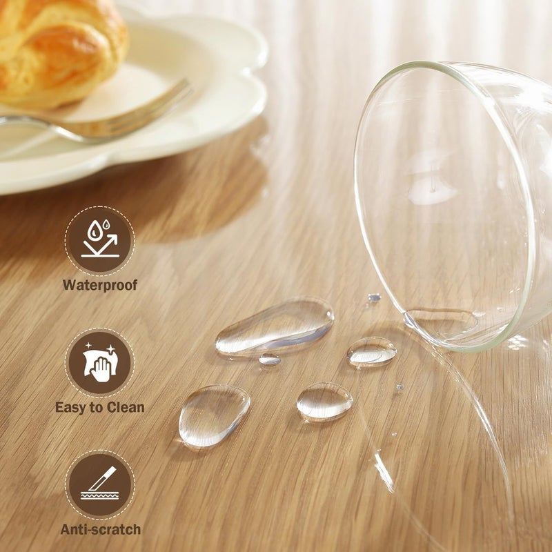 Odorless 2mm Transparent PVC Tablecloth Heat Resistant Scratch Proof Protector 30 Inch Round - Image 3