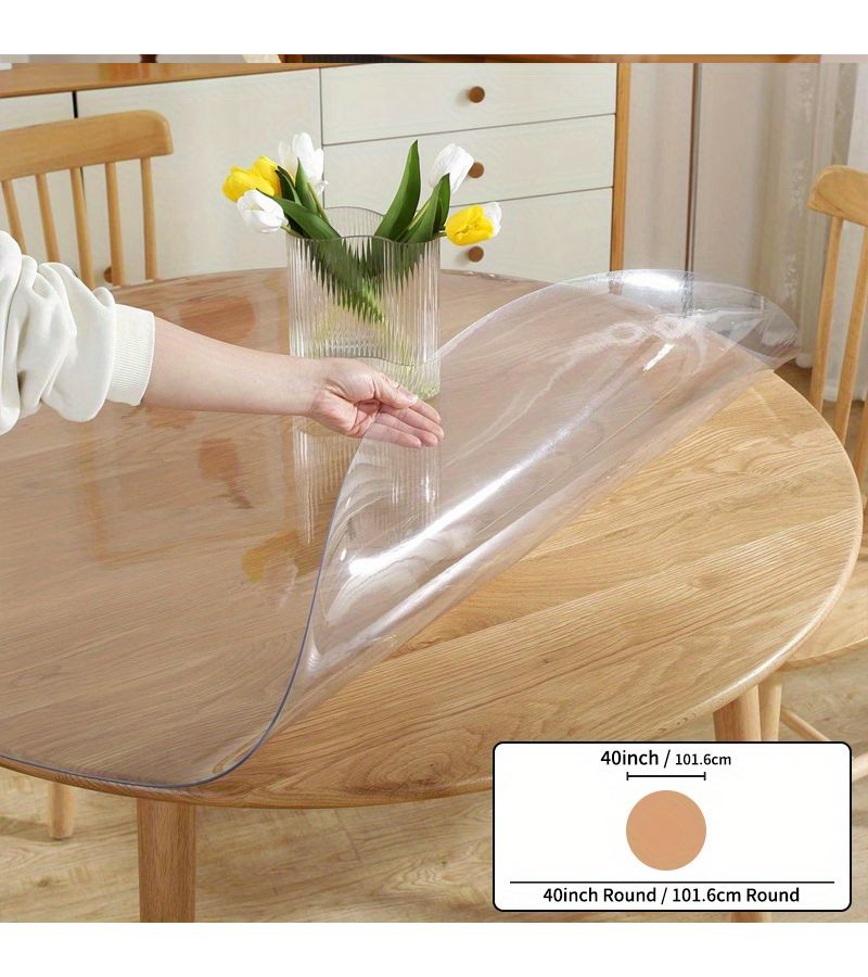 Odorless 2mm Transparent PVC Tablecloth Heat Resistant Scratch Proof Protector 30 Inch Round - Image 4