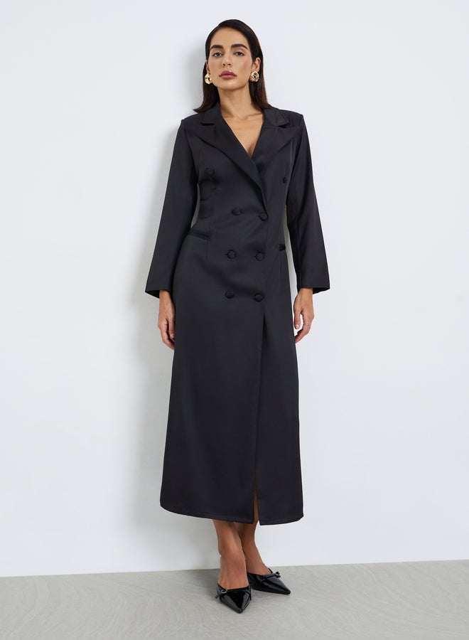 Styli Black Double Breasted Blazer Maxi Dress - Image 3