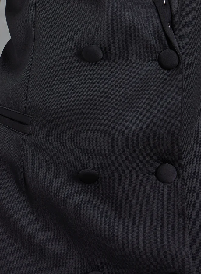 Styli  Black Double Breasted Blazer Maxi Dress for Women | Best Price UAE