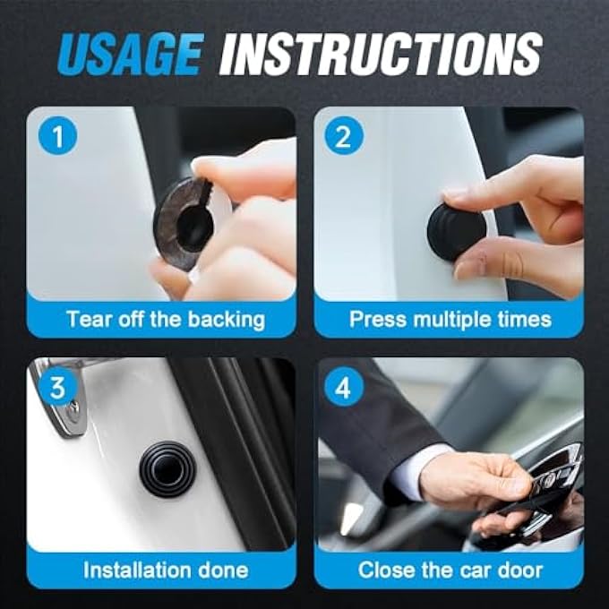 Lonimia Car Door Shock Absorbers Pack Of 30 AntiCollision Edge Guard Bumper Stickers Silicone Bumper Cushion Guards Pads Door Shock Damping Spacers Reduces Noise Suitable For Most Cars Black  White - Image 5