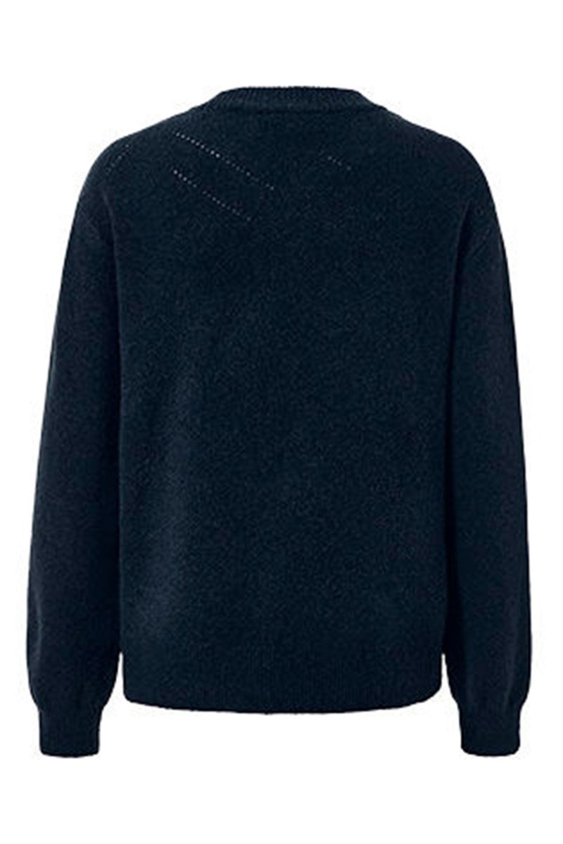 Tchibo Women Round Neck Textured Fleece Sweater, Navy - Image 2