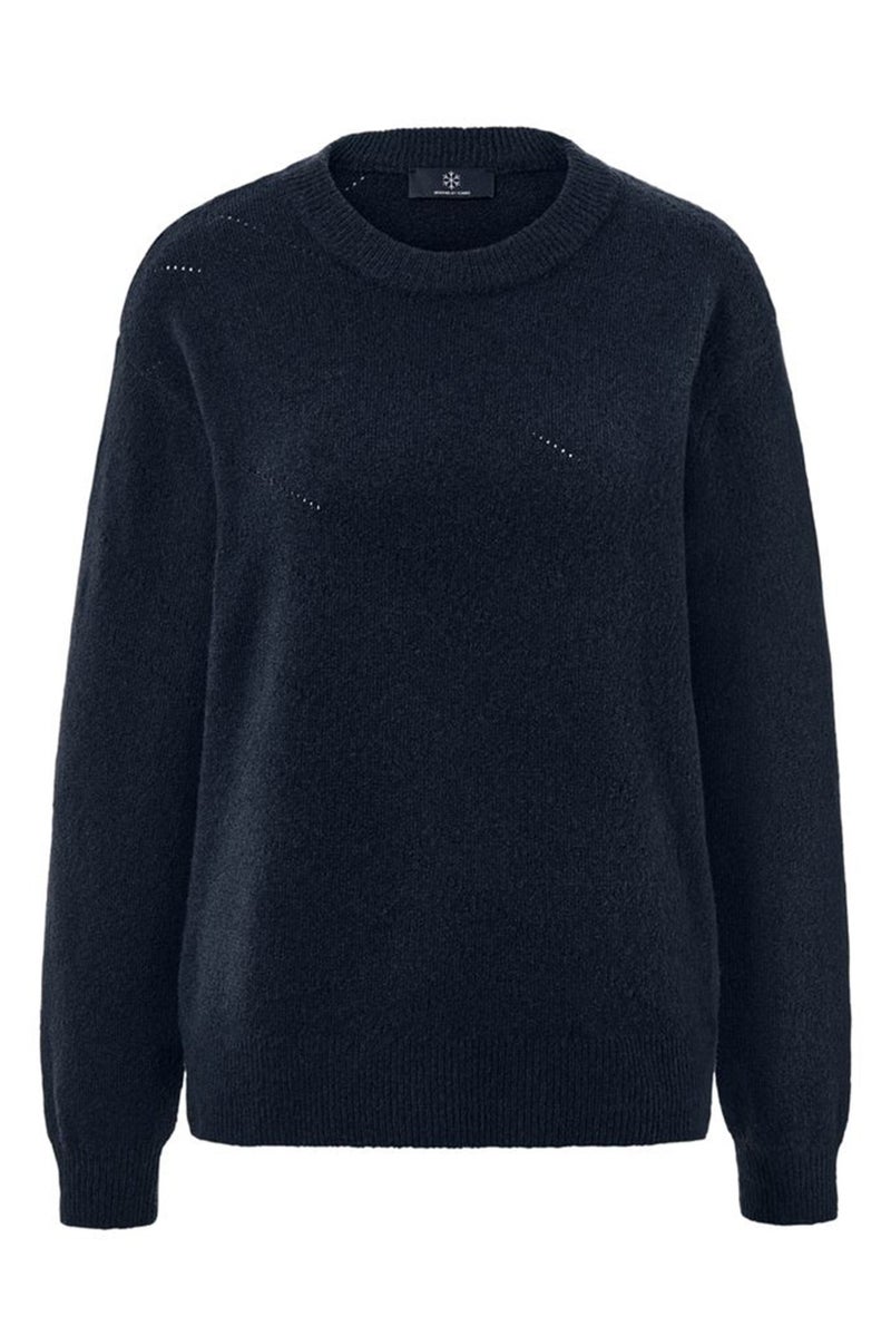 Tchibo Women Round Neck Textured Fleece Sweater, Navy - Image 3